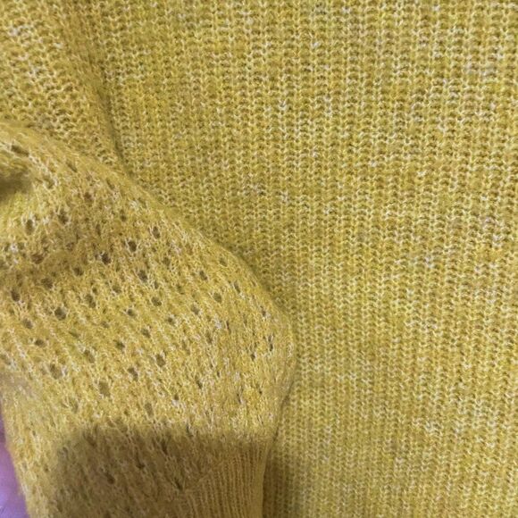 Womens Hearloom Yellow Bright Bishop Sleeve Cozy Comfy Knit Sweater Large Boho - Picture 3 of 11